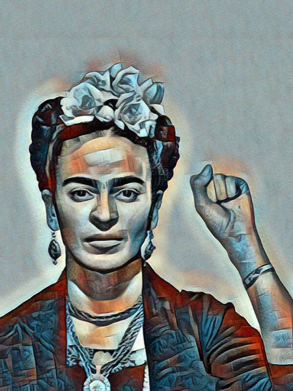 Frida Kahlo De Rivera Poster featuring the painting Frida Kahlo Mug Shot Mugshot 2 by Tony Rubino
