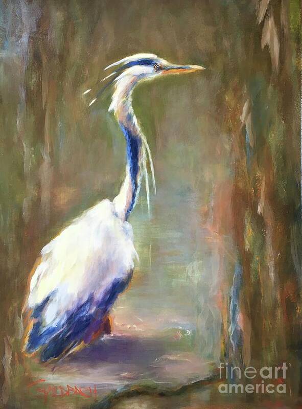Heron Poster featuring the painting From the Right Hand by Kathy Lynn Goldbach