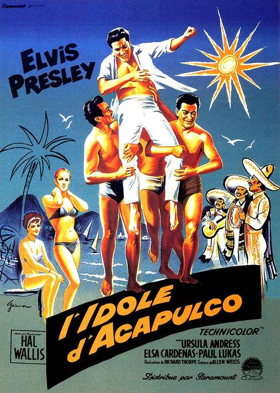 Synopsis Poster featuring the mixed media ''Fun In Acapulco'', 1963 - art by Boris Grinsson by Movie World Posters