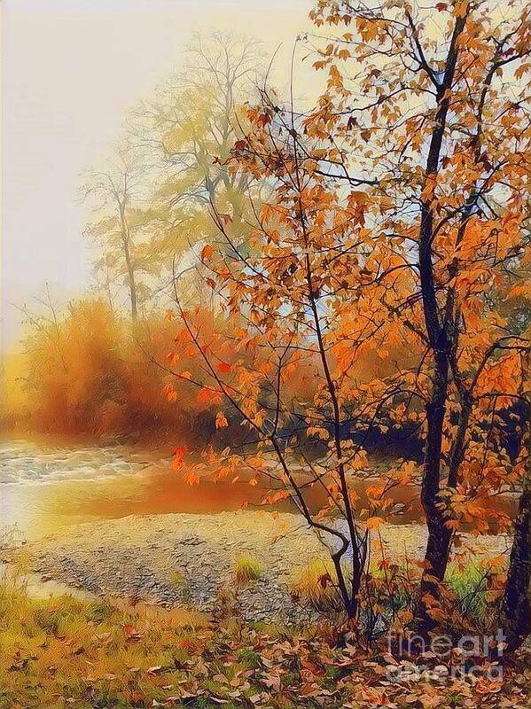 Autumn Poster featuring the mixed media Golden Autumn Trees by Claudia Zahnd-Prezioso