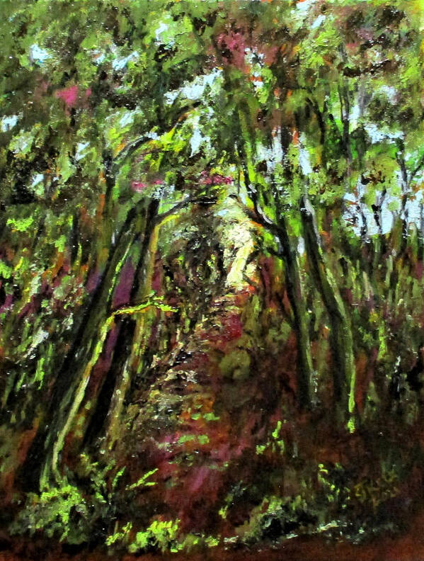 Woods Poster featuring the painting Green Forest Walk by Clyde J Kell