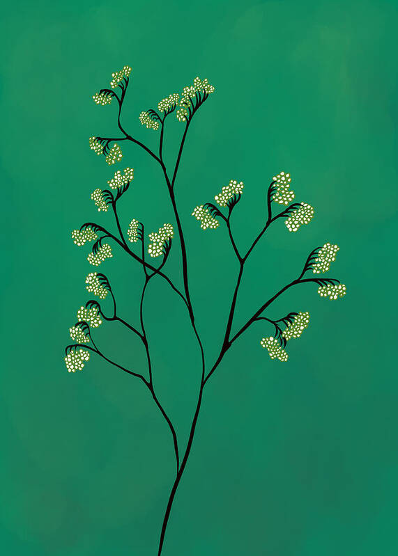 Green Plant Poster featuring the digital art Green Plant Minimalist Botanical Art by Boriana Giormova