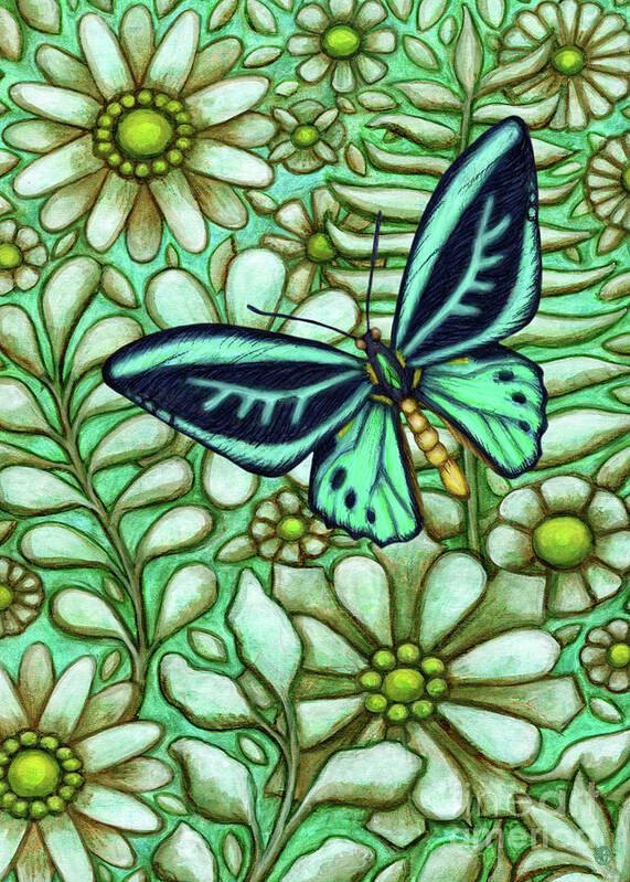 Butterfly Poster featuring the painting Green Poseidon Tapestry by Amy E Fraser