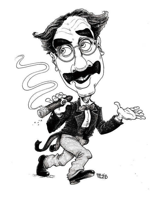 Caricature Poster featuring the drawing Groucho Marx by Mike Scott