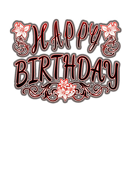Happy Birthday Poster featuring the digital art Happy Birthday Red and Pink Typography by Delynn Addams