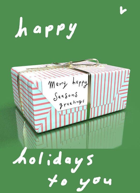 Holiday Poster featuring the digital art Happy Holidays Present by Ashley Rice