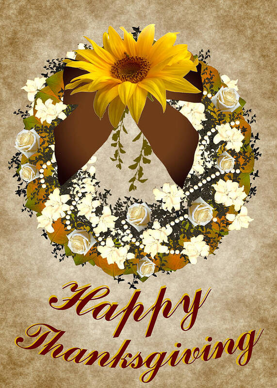 Happy Poster featuring the digital art Happy Thanksgiving Autumn Card by Delynn Addams