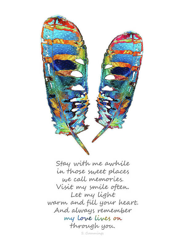 Feather Poster featuring the painting Healing Grief Art - Love Lives On by Sharon Cummings