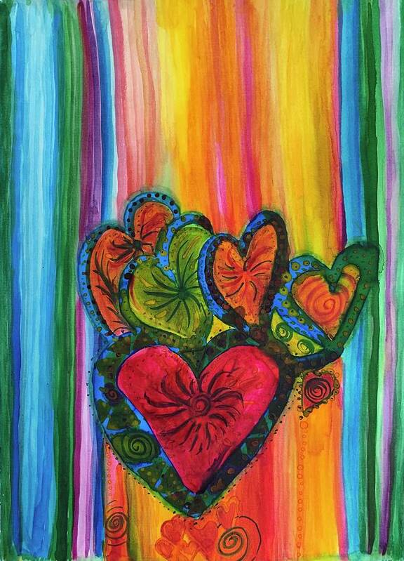 Gay Pride Poster featuring the painting Heart Of Pride Grace Streaming by Sandy Rakowitz