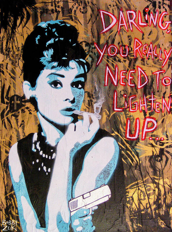 Audrey Hepburn Poster featuring the painting HepBURN You Down by Bobby Zeik