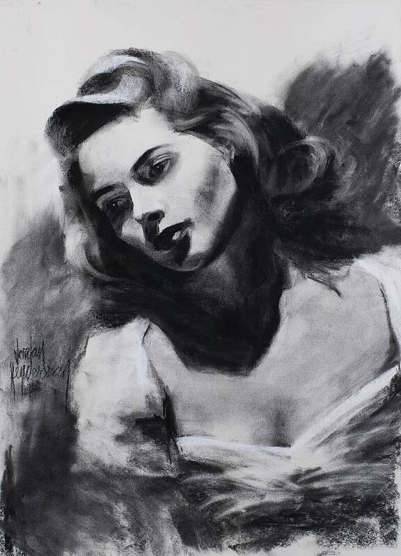 Ingrid Bergman Poster featuring the drawing Ingrid Bergman by Jordan Henderson