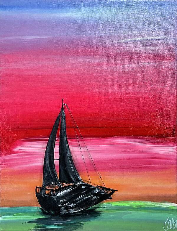 Sailboat Poster featuring the painting Taras Into the Further by Tara Dunbar
