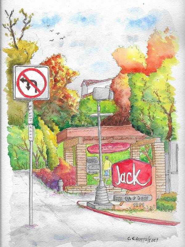Jack In The Box Poster featuring the painting Jack in the Box in Laguna Beach, California by Carlos G Groppa