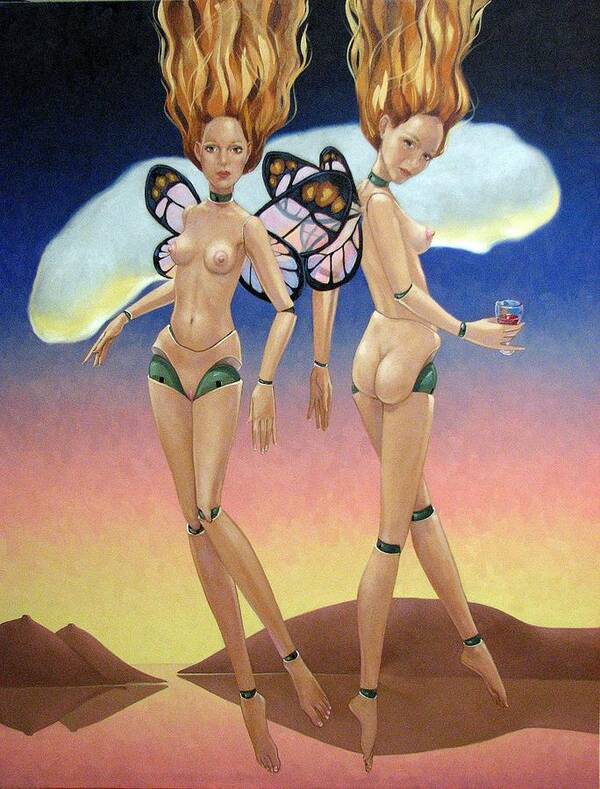 Fairies Poster featuring the painting Jenn C. as Twin Mannequin Fairies by Jerrold Carton