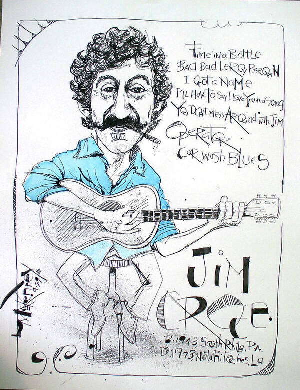 Illustration Poster featuring the drawing Jim Croce by Phil Mckenney