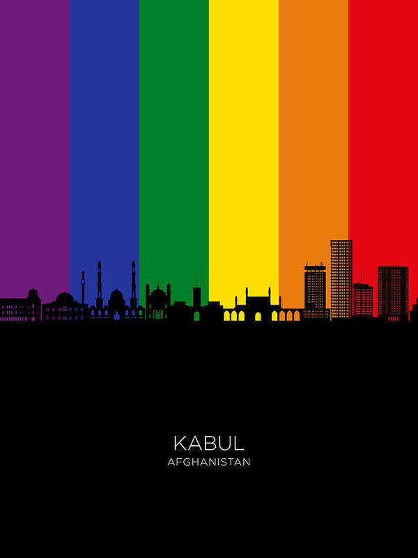 Kabul Poster featuring the digital art Kabul Afghanistan Skyline #56 by Michael Tompsett