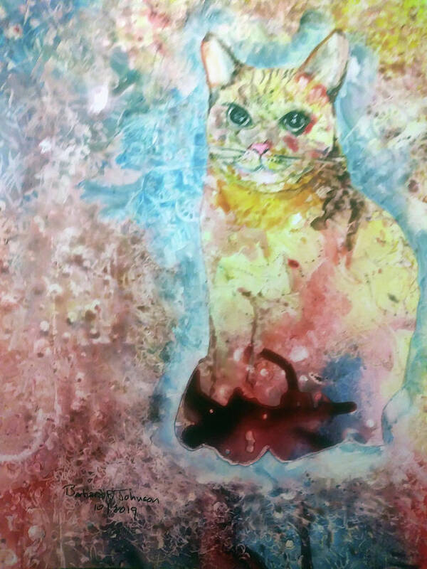 Cats Poster featuring the painting Karmic Kitty by Barbara F Johnson
