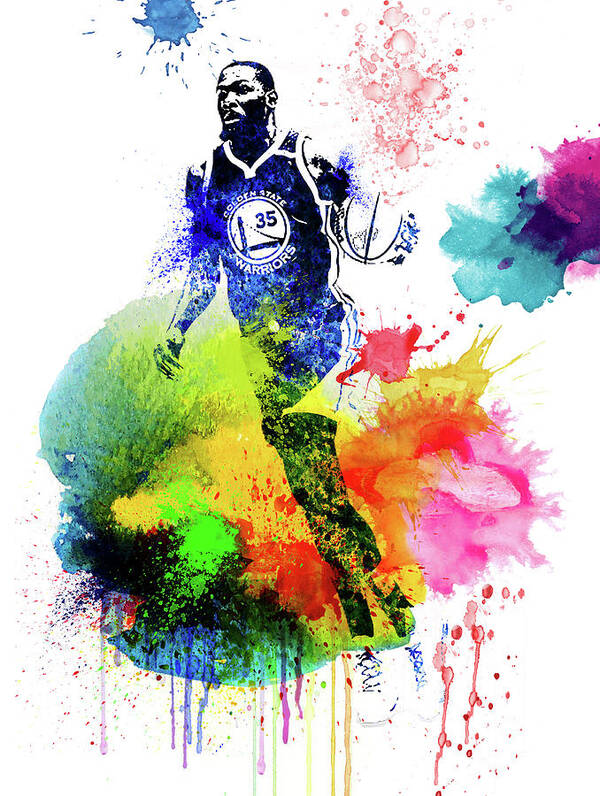 Kevin Durant Poster featuring the mixed media Kevin Durant Watercolor by Naxart Studio
