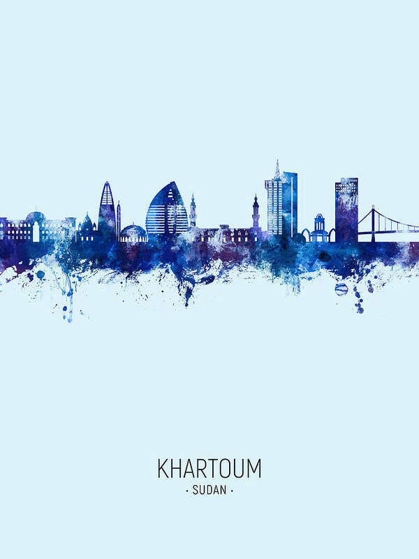 Khartoum Poster featuring the digital art Khartoum Sudan Skyline #22 by Michael Tompsett