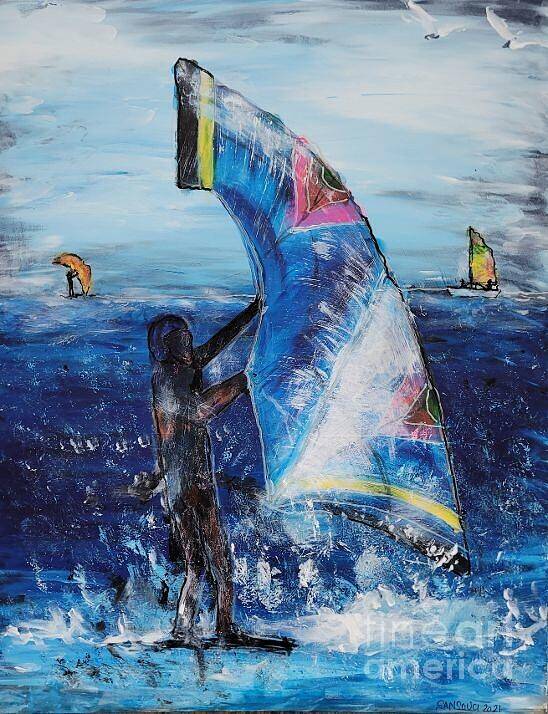  Poster featuring the painting Kiteboarder Vero Beach by Mark SanSouci