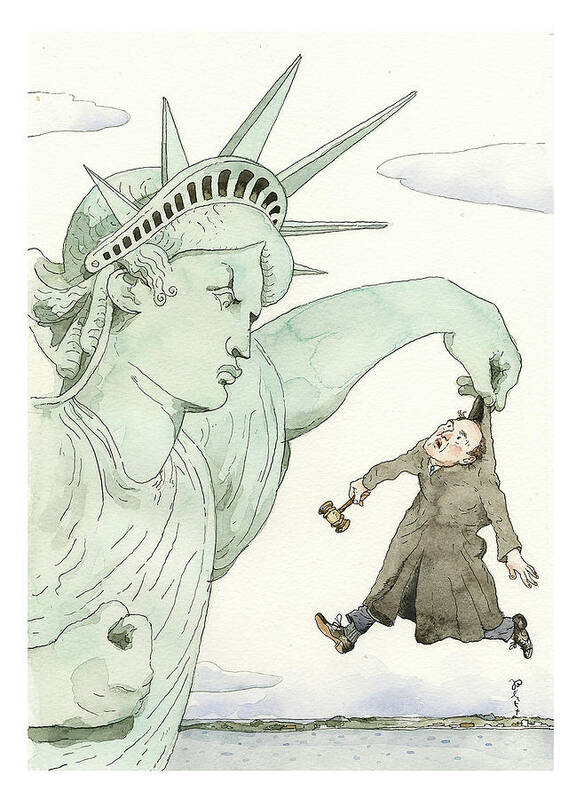 Lady Liberty's Response To Justice Alito Poster featuring the painting Lady Liberty's Response to Justice Alito by Barry Blitt