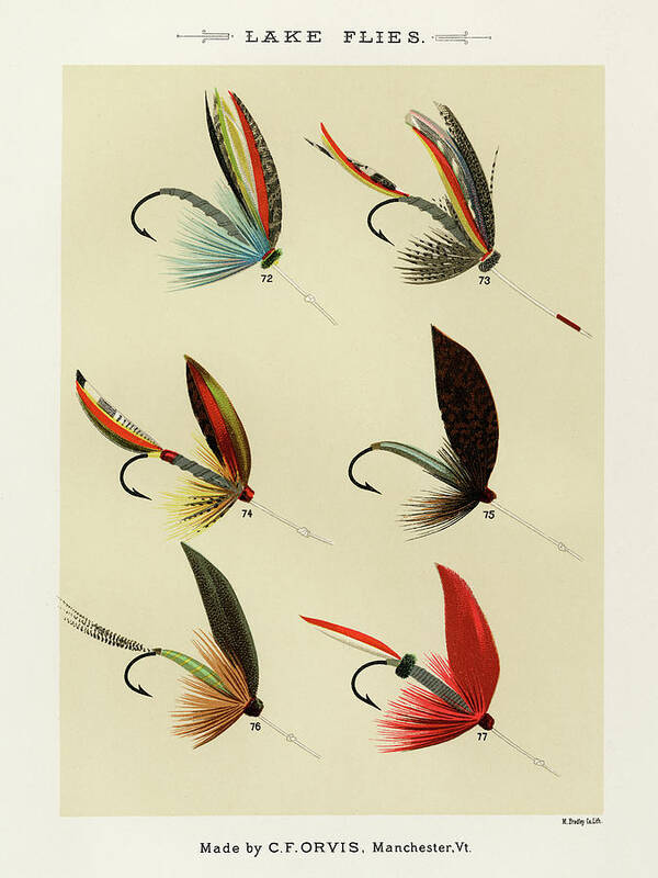 Games Poster featuring the drawing Lake Fishing Flies V from Favorite Flies and Their Histories by Mary Orvis Marbury