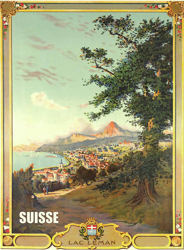 Lake Poster featuring the digital art Lake Geneva, View from the Road by Long Shot