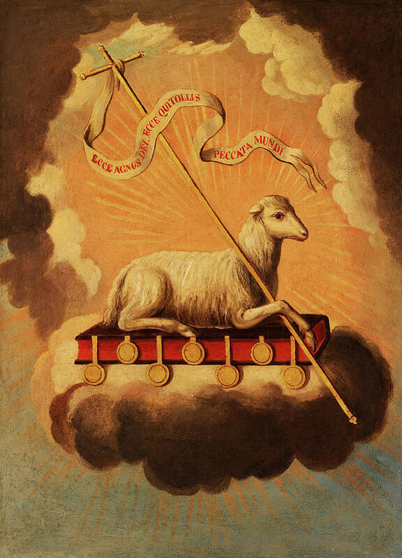 Jose Campeche Poster featuring the painting Lamb of God, Agnus Dei by Jose Campeche