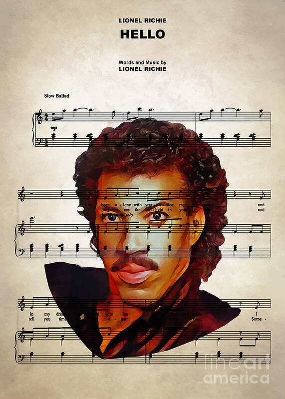 Lionel Richie Poster featuring the digital art Lionel Richie - Hello by Bo Kev