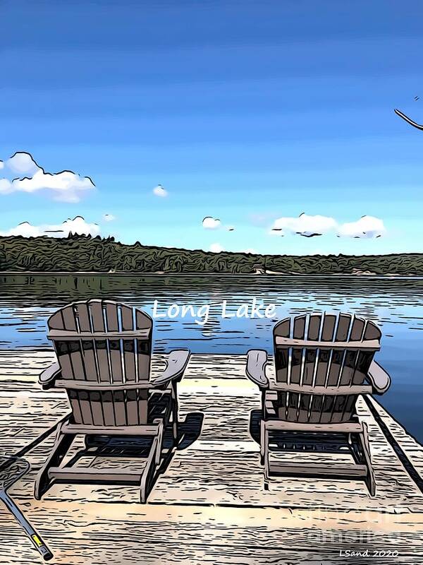 Long Lake Ny Face Mask Poster featuring the digital art Long Lake Chairs by Lorraine Sanderson
