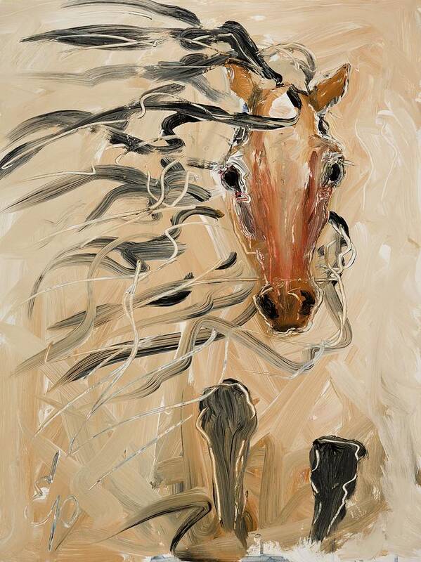 Wild Horses Poster featuring the painting Look Out by Elizabeth Parashis