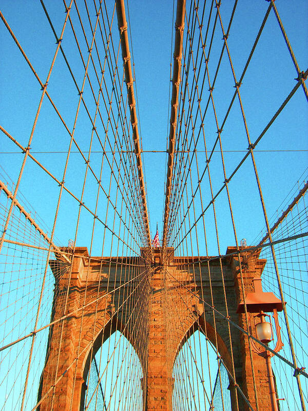 Nyc Poster featuring the photograph Looking Up at Brooklyn Bridge 2 by Tanya White