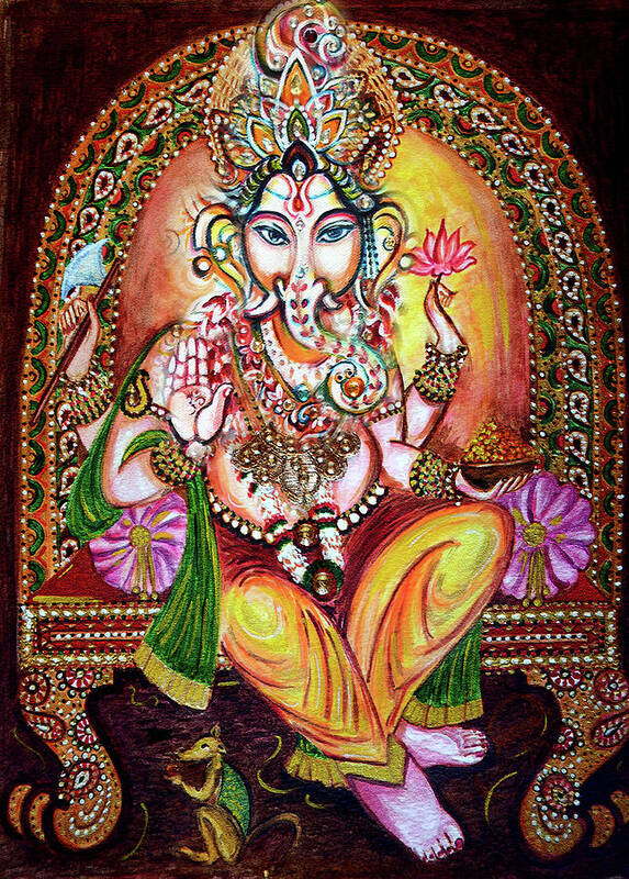 Ganesha Poster featuring the painting Lord GANESHA by Harsh Malik