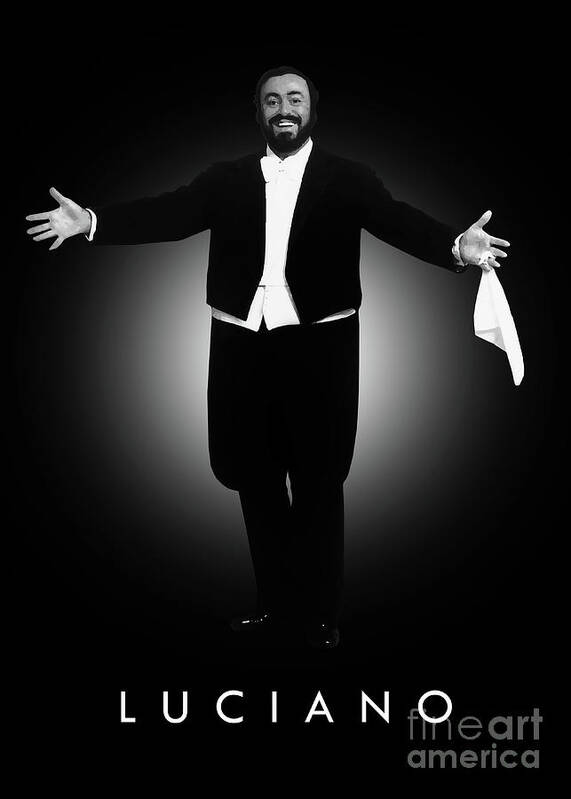 Luciano Pavarotti Poster featuring the digital art Luciano Pavarotti by Bo Kev