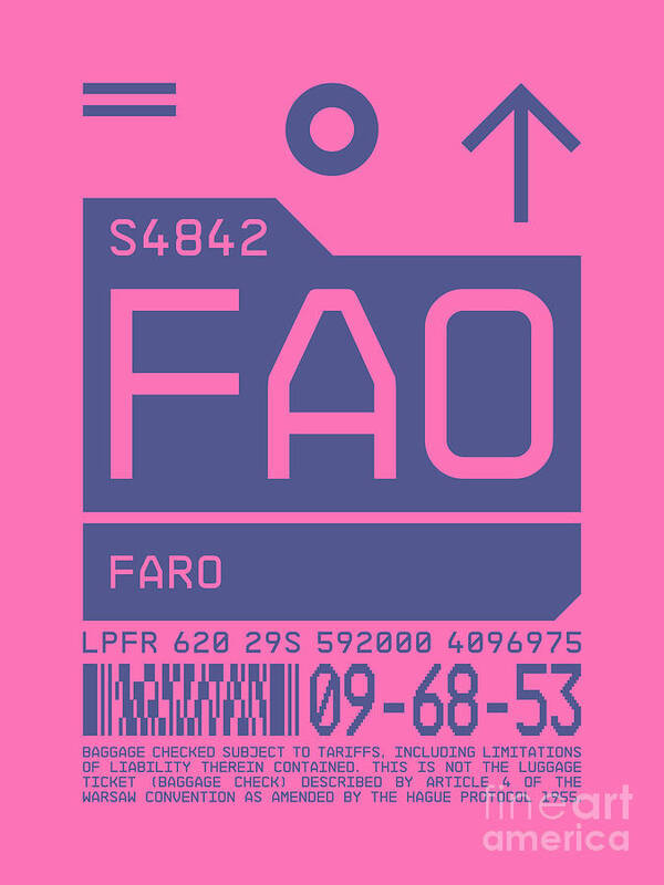 Airline Poster featuring the digital art Luggage Tag C - FAO Faro Portugal by Organic Synthesis
