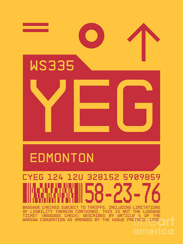 Airline Poster featuring the digital art Luggage Tag C - YEG Edmonton Canada by Organic Synthesis