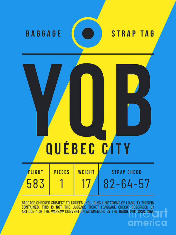 Airline Poster featuring the digital art Luggage Tag E - YQB Quebec City Canada by Organic Synthesis