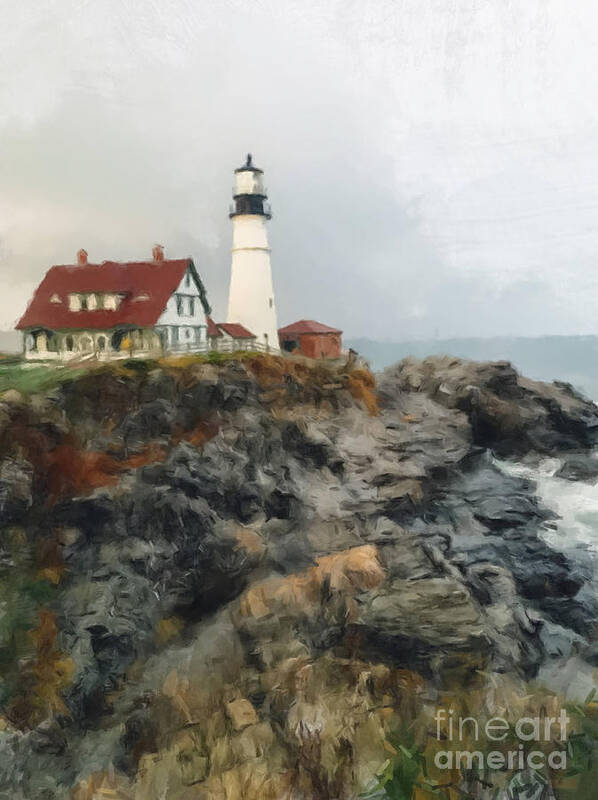 Maine Lighthouse Poster featuring the painting Maine Lighthouse by Gary Arnold