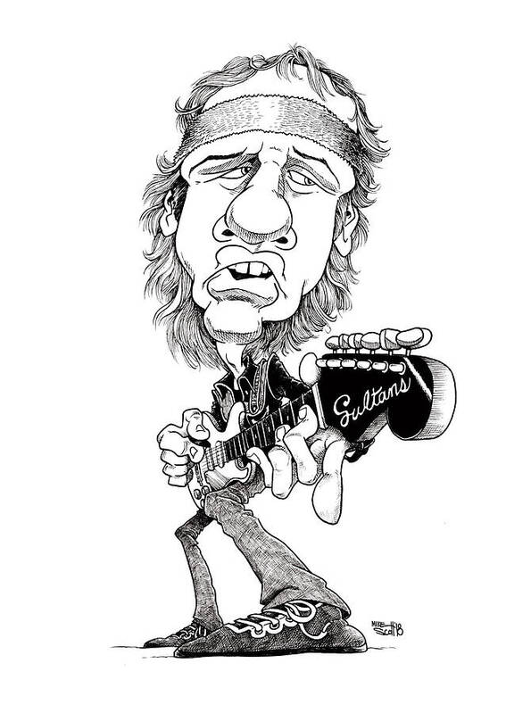 Caricature Poster featuring the drawing Mark Knopfler by Mike Scott