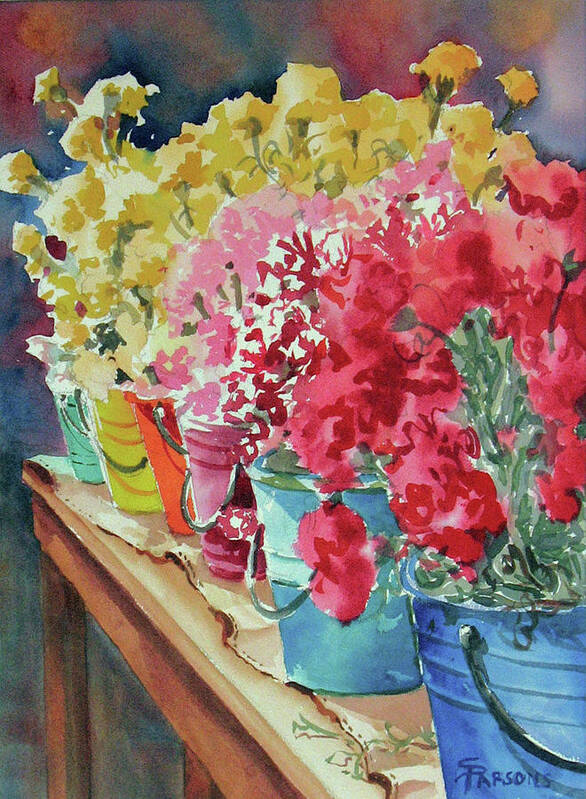Parsons Poster featuring the painting Market Flower Show by Sheila Parsons