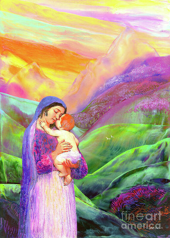 Spiritual Poster featuring the painting Mary and Baby Jesus Gift of Love by Jane Small