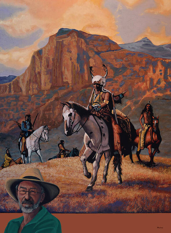 C Michael Dudash Poster featuring the painting Michael Dudash Western Painting by Paul Meijering