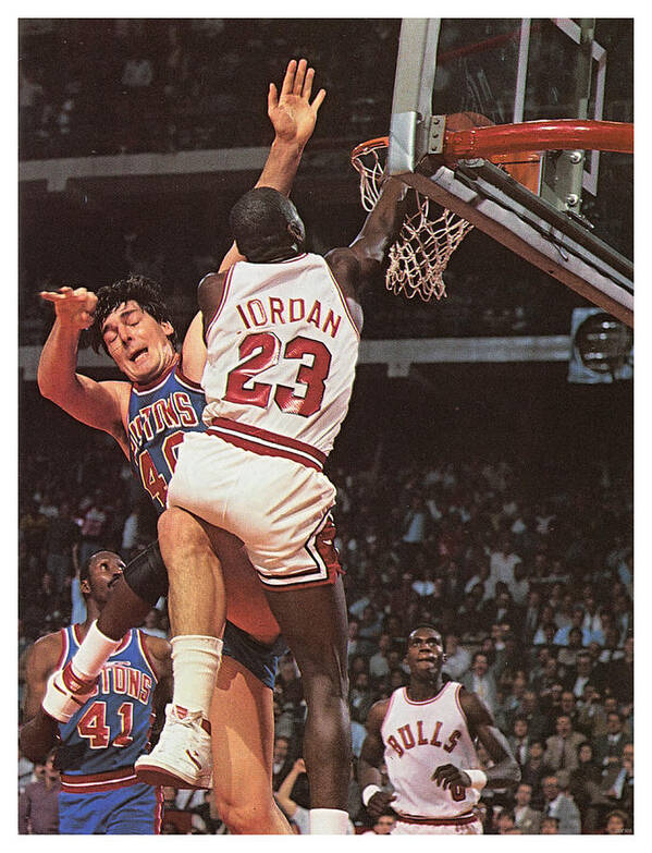 Michael Jordan Dunk Over Detroit Poster by Row One Brand - Fine Art America