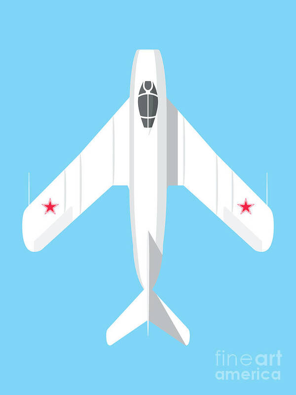 Aircraft Poster featuring the digital art MiG-17 Fresco Jet Fighter - Sky by Organic Synthesis
