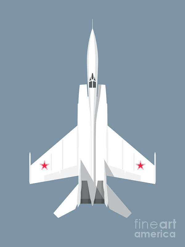 Jet Poster featuring the digital art MiG-25 Foxbat Interceptor Jet Aircraft - Sky by Organic Synthesis