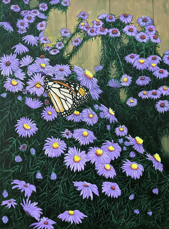 Butterfly Poster featuring the painting Monarch Posing by Mr Dill