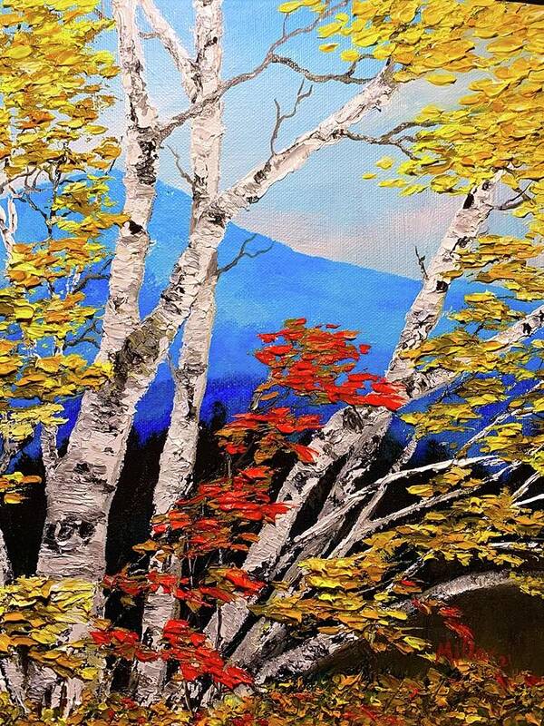  Poster featuring the painting Mountain Autumn by Peggy Miller