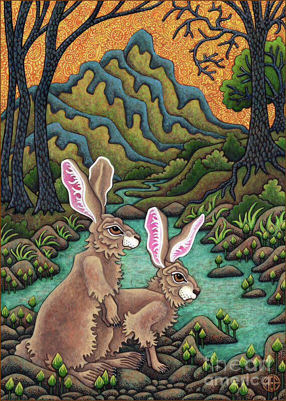 Hare Poster featuring the painting Mountain Valley Mystery by Amy E Fraser