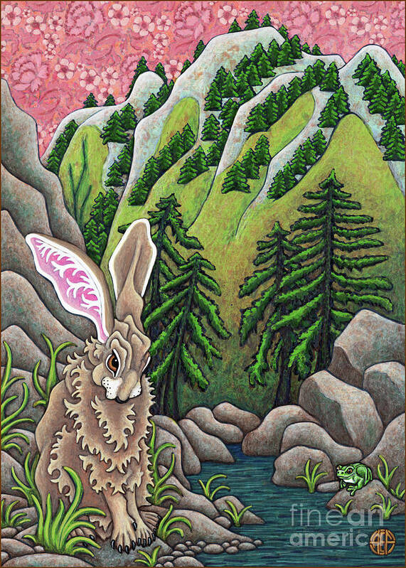 Hare Poster featuring the painting Mountainside Stream by Amy E Fraser