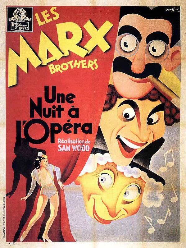 Hirschfeld Poster featuring the mixed media ''A Night at the Opera'', -a-1935, art by Al Hirschfeld by Movie World Posters